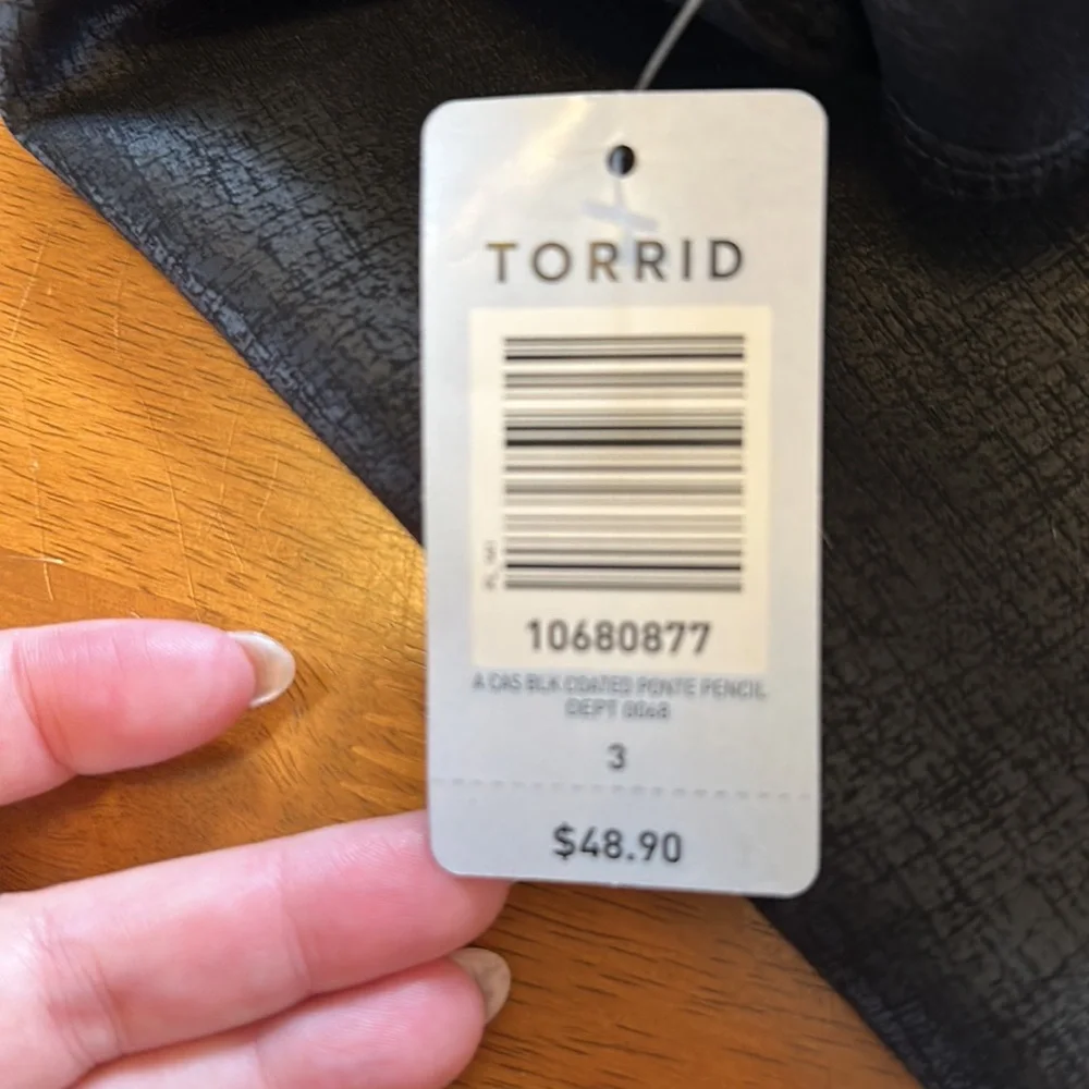 Torrid Pencil Skirt Black Coated Ponte Knit Faux Leather Textured 3 3X NEW NWT